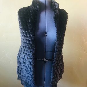 GUESS Faux Fur Lace Black Vest Size 7